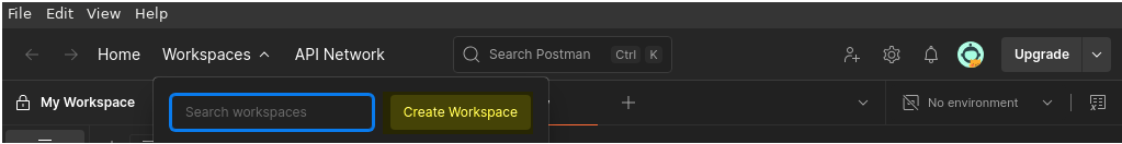Tela inicial do Postman