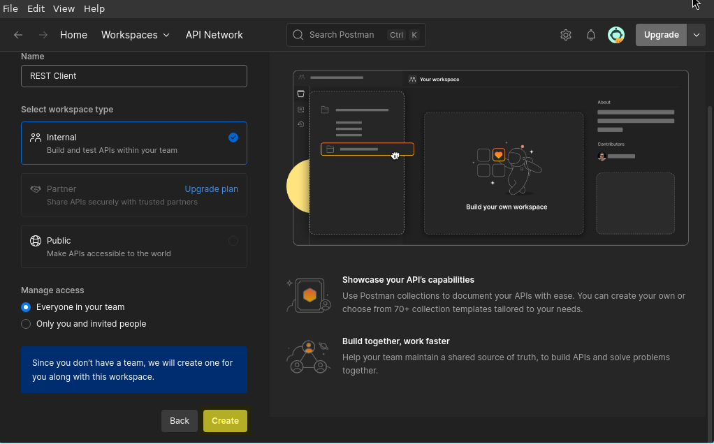 Tela inicial do Postman