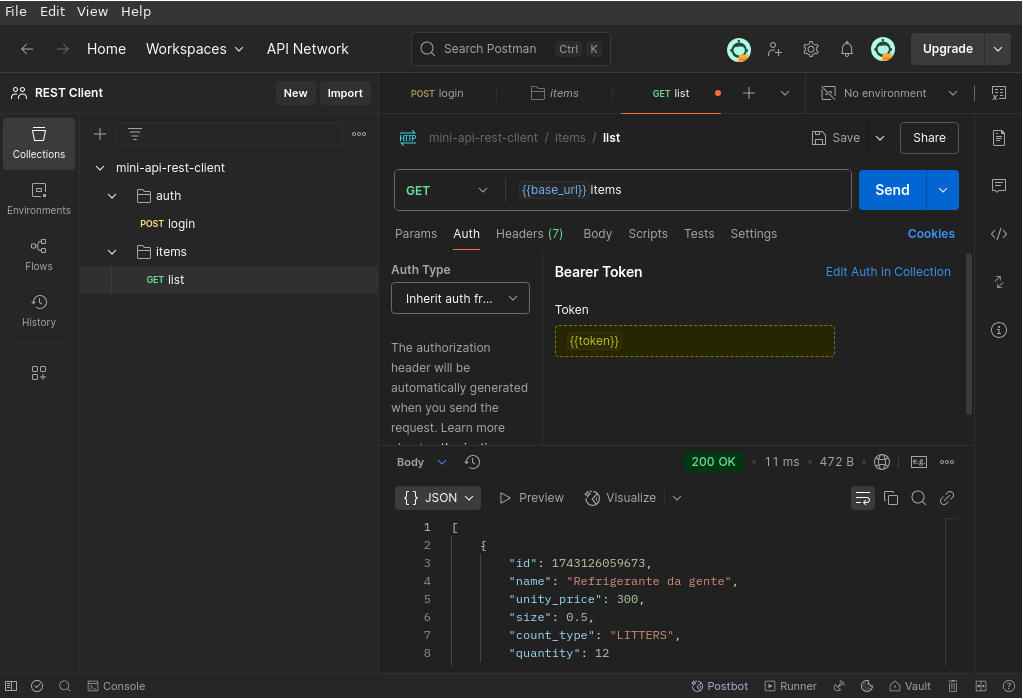 Tela com variável em endpoint